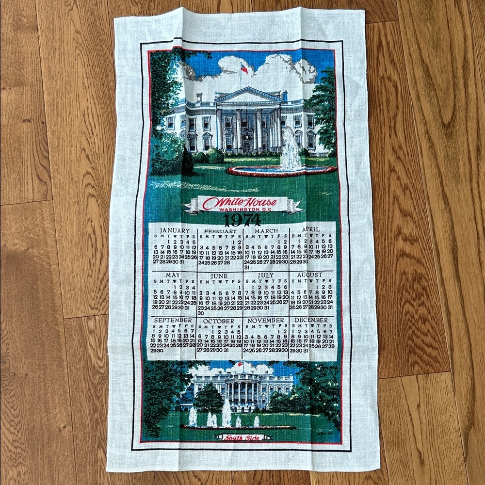 Vintage Linen Tea Towel 1974